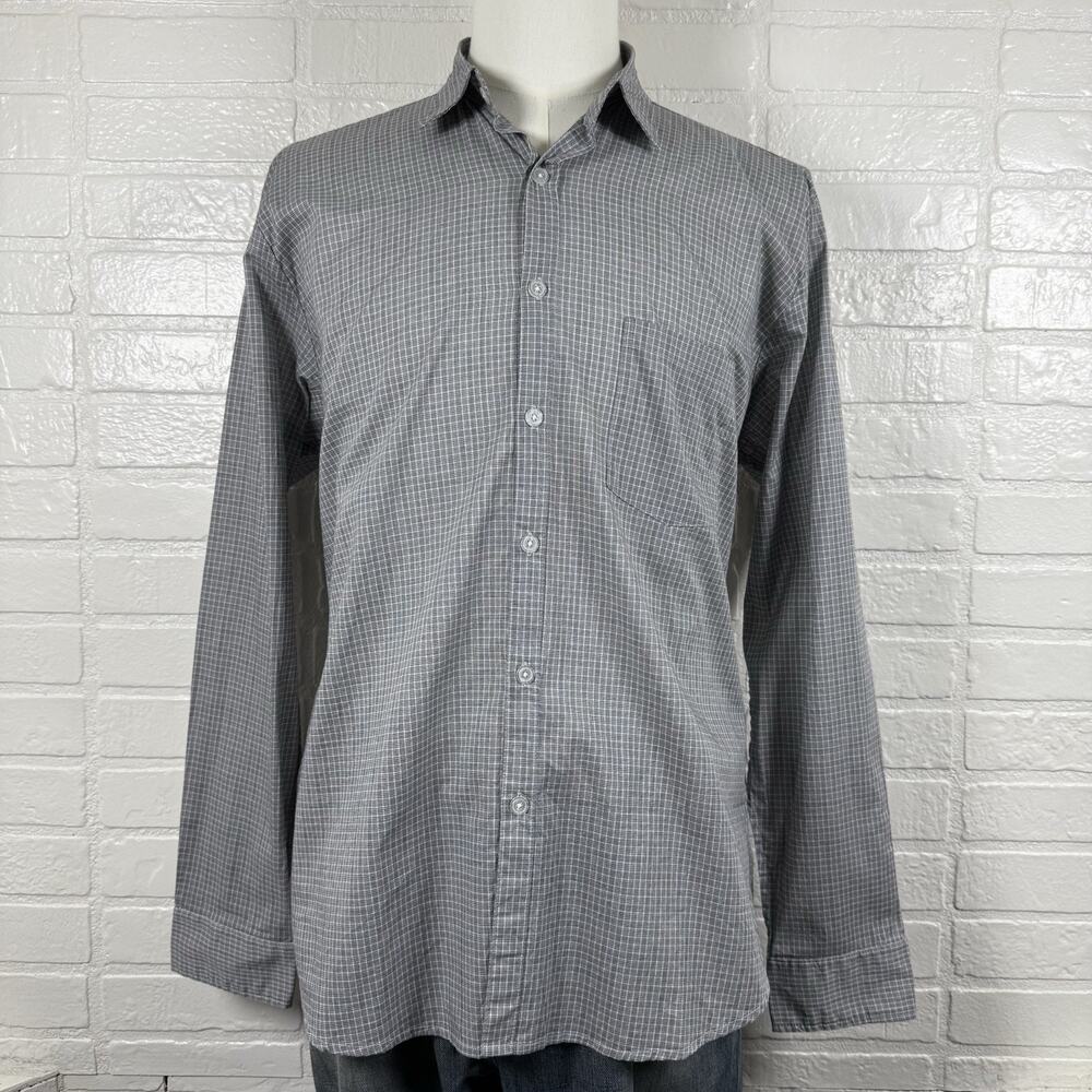 Steven Alan Shirt Mens XL Gray Check Long Sleeve Button-Down Classic Business